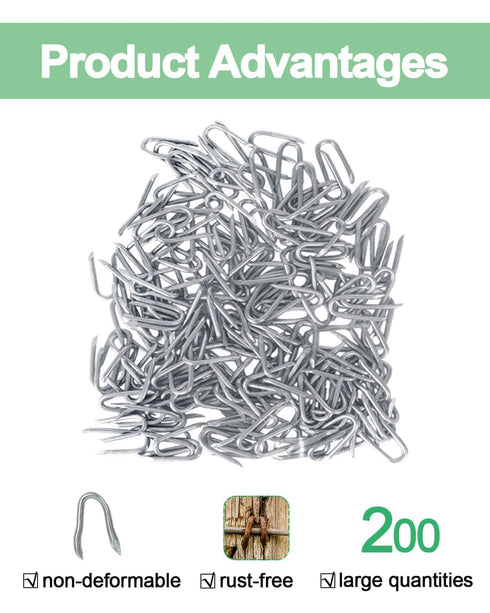 vensovo 200pcs Wire Fence Staple, Steel U-shaped Nail for Wire Mesh, Galvanized Fasteners for Wooden Fence