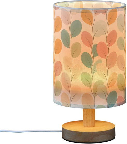 Aslsiy 70s (2) Bedside Table Lamp Pastel Color Retro Floral Kids Nightstand Lamp Night Light Fabric Shade for Bedroom