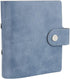 Mini Binder Cover, Blue 3-Ring PU Leather Notebook Binder, Round Ring with Snap Button Closure, Refillable