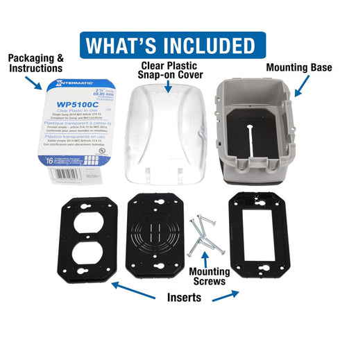 Intermatic WP5100C Extra-Duty Electrical Outlet Cover - Single Gang, Waterproof Design for Outdoor GFCI Outlets