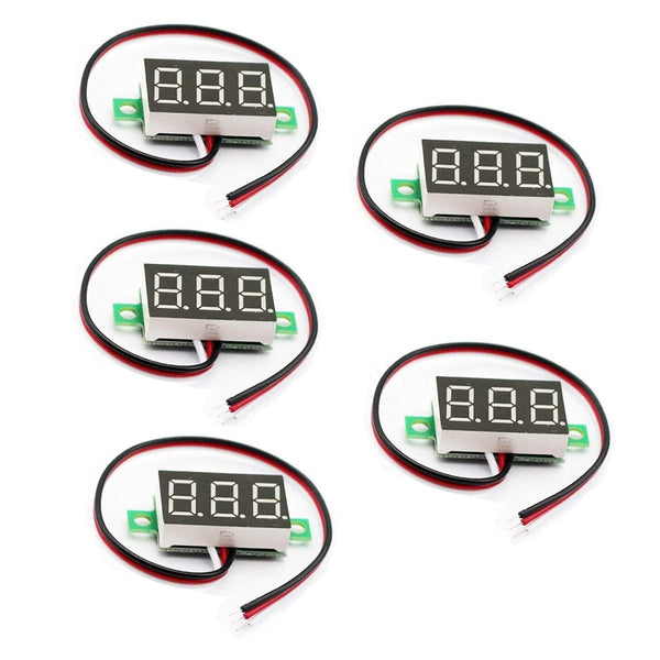 HiLetgo 5pcs Voltage Meter 3 Wire 0.36" DC 0~30V Digital Voltmeter Gauge with Red LED Display Panel Mount