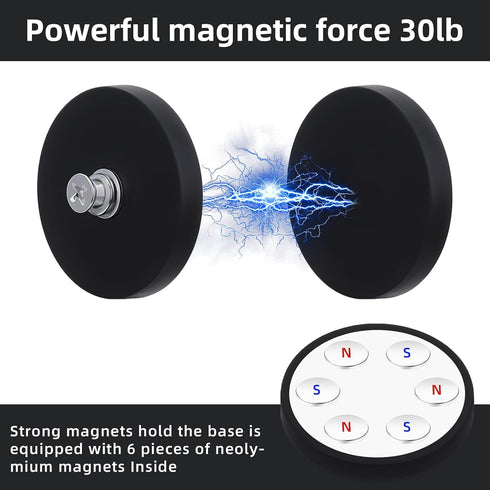 10Pcs 30LBS M5 10 Pack,1.69 Inch Rubber Coated Anti-Scratch Mounting Magnets, Neodymium Magnet Base with Threaded