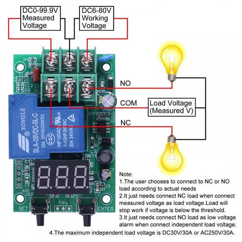A30-U1 Voltage Monitor Module DC 0-99.9V Delay Relay Controller Board for Overvoltage Undervoltage Detection