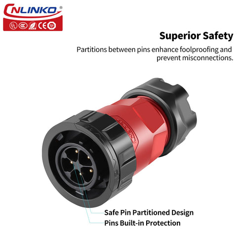 CNLINKO YM-20 5 PIN Waterproof Connector, IP68 Circular Quick Plugging Aviation Connector, PBT Plastic Shell