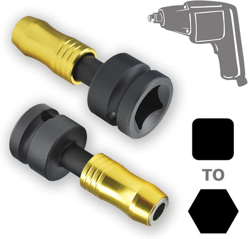 IVY Classic 44852 1/2" Square to 1/4" Hex Mega-Magnetic Impact Driver Adapter, 1/Card