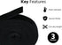 Monoprice Hook and Loop Fastening Tape - 3-Pack, 0.75 Inch, Black, 5 Yard Per Roll