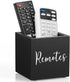 DRASTAR Mini Remote Holder, TV Remote Control Organizer, Small Wooden Caddy for Nightstand, Black
