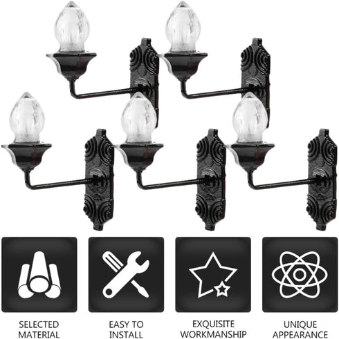 1 12 5pcs 1: 12 Yardwe Outdoor Wall Lights Outdoor Wall Lights Vintage DIY Miniature LED Light Lamp LED Sconces Scale