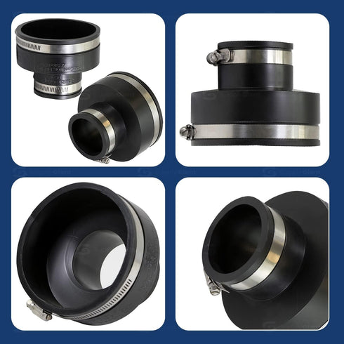 Supply Giant 6I57 Flexible PVC Reducing Coupling with Stainless Steel Clamps, 4.5" x 2.4" Inner Diameter
