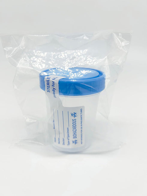 Sterile Specimen Cups with Lids: 4oz Transparent Urine Collection Cup with Leak-Resistant Screw-On Lids - 3 Pack