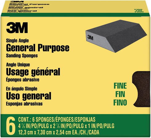 3M Angled Sanding Sponges, 6 Pack, Use Wet or Dry, Great For