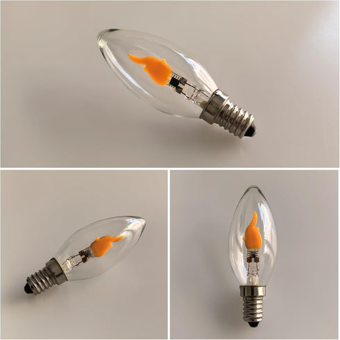 C35/Type E14 Bulb, 2W 1800K Non-Dimmable, 2-Pack B LED Flame Effect Candle Warm White Flickering Fire Flame, Ideal