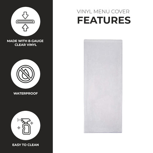 2 4.25 11 Pack 24 Risch Double-Sided All Clear Vinyl Menu Cover | Two-Sided View Plastic Menu Holder | Slip