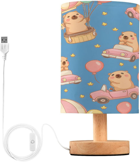 ALAZA Cute Cartoon Capybara Balloon Bedside Table Lamp with USB Port for