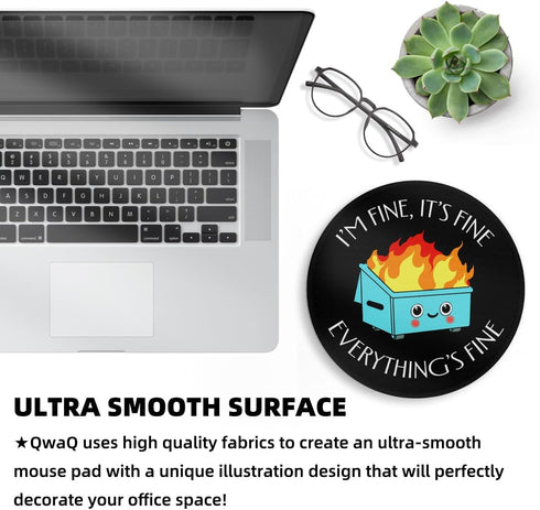 Dumpster on Fire Small Mouse Pad, Cute Round Mousepad with Non-Slip Rubber Base for Desk Accessories