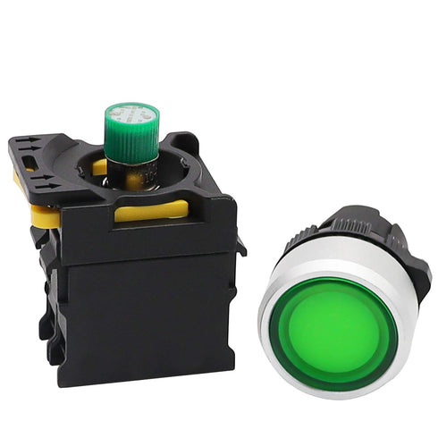 mxuteuk Green LED Light Voltage 110V-220V 22mm 1NO Waterproof IP65 SPST Momentary Push Button Switch