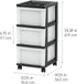 IRIS USA Plastic Drawer Storage Organizer Rolling Cart, 3-Drawers with Wheels for Classroom, Bathroom, Bedroom