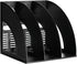 Marte Vanci Magazine File Holder, Sturdy Plastic Storage Organizer, Vertical 3 Section Folder for Desktop, Black