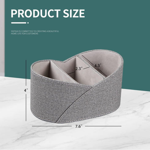 YAPISHI Remote Control Holder with 3 Compartments, Modern PU Leather Desk Accessories Organizer for Office/Home