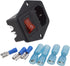 URBEST Male Power Socket 10A 250V Inlet Module Plug, 5A Fuse Switch with 7Pcs Female 16-14 AWG Wiring Terminals