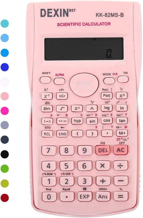 Scientific Calculators Desktop, 240 Functions, 2 Line, 10+2 Digits, Pink for Students