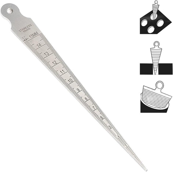 Taper Gage 1-15mm 1/32-5/8 Inch Stainless Steel Taper Welding Gauge, Inch & Metric Feeler Gap Measure Tool