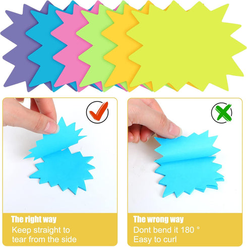 Crtiin Sticky Notes, 1200 Sheets Neon Starburst Shape, Cute Fun Self Adhesive Notes for Classroom Office