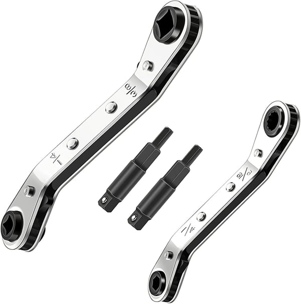 Hvac Service Wrench Set, Hand Refrigeration Tools, 3/8 To 1/4, 5/16 X 1/4 Inch with Hexagon Bit Adapter Kit