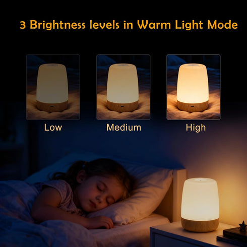 256 Dimmable ELITUN Bedside Baby Night Light, Changing RGB Colors Rechargeable Night Light for Kids, Small Wireless