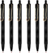 DUNBONG Gel Pens, 0.5mm Retractable Fine Point, Black Ink, Box of 6 Needle Tip Pens with Diamond Design