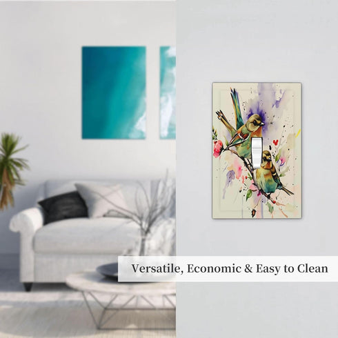HTSAHKV 3 5 Inch Watercolor Birds Flower Wall Plate Light Switch Cover Single Gang Outlet Faceplate Print Plate Cover X