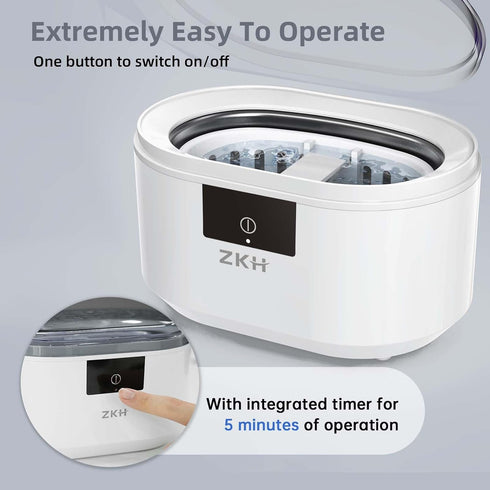 48kHz 500ml ZKH Ultrasonic Jewelry Cleaner, High Frequency Sonic Jewelry Cleaner Machine with Capacity for Jewelry
