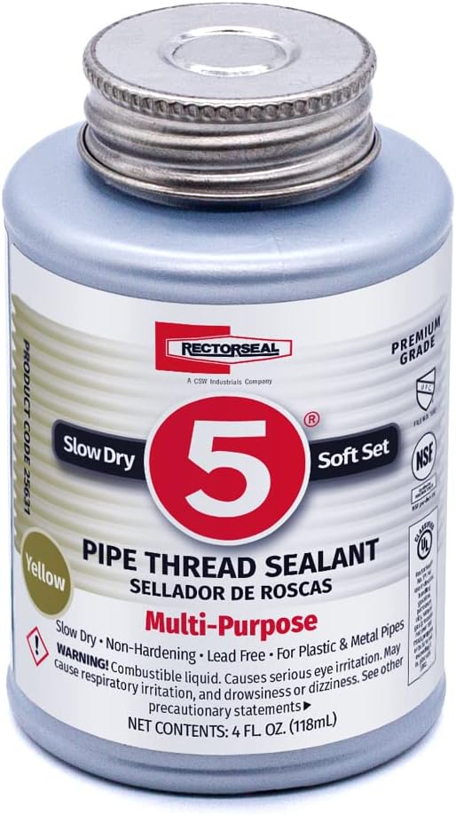 Rectorseal No. 5 Pipe Thread Sealant, Yellow, 4-Ounce, 25631