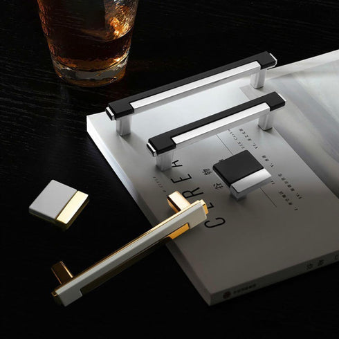 2pcs SEWACC Kitchen Cabinet Pull Handles, Single Hole Dresser Drawer Pulls, Bright Chrome and Black Finish, Furniture