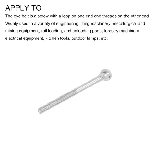 Shoulder Swing Lifting Bolt (M6x70mm) 2Pcs, 304 Stainless Steel Eye Bolts - Silver for Home Renovation, Pipeline Gate