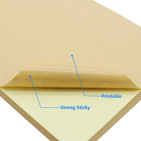 SAFYY 100 8-1/4" 11-11/16" Sheets Kraft Sticker Paper Labels, x Self Adhesive Shipping Labels-Compatible with Copier