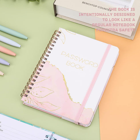 Password Book with Alphabetical Tabs - Spiral Notebook for Internet & Computer Login, Recording Usernames, Passwords,