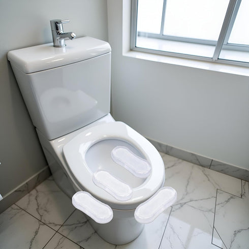 Cauaoa 8Pcs Set, Transparent Toilet Seat Bumper Silicone Strong Adhesive Toilet Seats Lid Bumpers, Toilet Seat Buffers