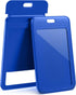 JINEASY 2 Pack Royal Blue Hard Plastic Vertical ID Badge Holder for Lanyard