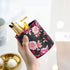 Pen Pencil Holder, WAVEYU Floral Flower Pattern Pen Cup Container, PU Leather Desk Organizer for Office Home Decoration