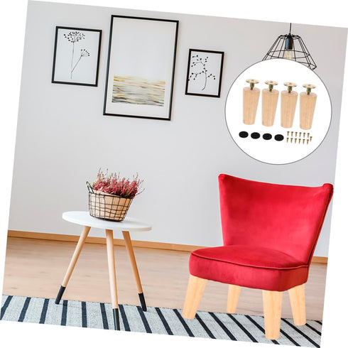 4 Sets KOMBIUDA Solid Wood Tapered Table Legs with Varnish Finish Furniture Wood Feet for Sofa Desk Tv Stand