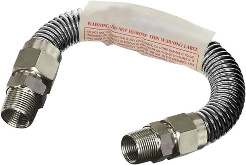 GUHD-TT14-12B Gas Line Hose, 3/8'' O.D. x 12'' Length, 1/2 in. MIP Fitting, Stainless Steel