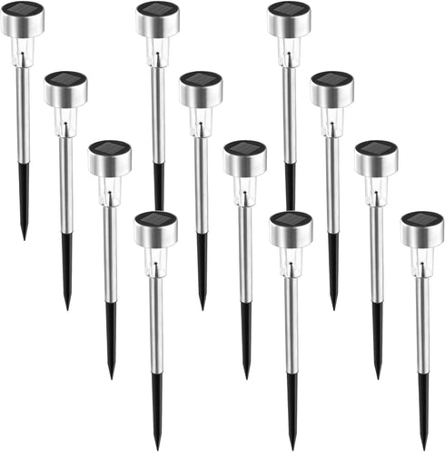 SOLPEX 12 Pack Solar Outdoor Lights Pathway, Stainless Steel Solar Lights Outdoor Waterproof,LED Landscape Lighting Solar Walkway Lights for Landscape/Patio/Lawn/Yard/Driveway-Cold White by SOLPEX