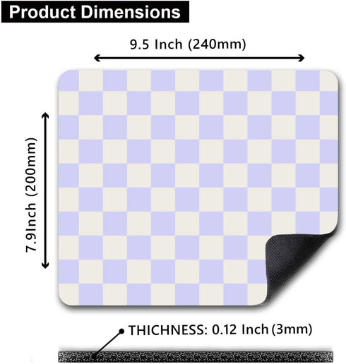 Pastel Purple Checkered Mouse Pad, Cute Boho Mousepad for Home Office, Anti-Slip Rubber Mice pad for Computer & Laptop, 9.5x7.9 inch, Pink Pattern Aesthetic by HUOCAIREN