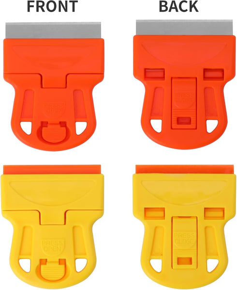 2 Pack Razor Blade Scraper Tool with 10 Plastic and 10 Metal Blades for Removing Adhesives