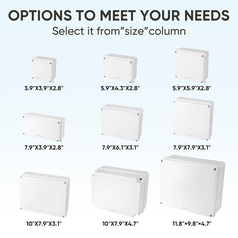 TICONN Electrical Junction Box, IP65 Splash-proof ABS Plastic Project Box Electrical Enclosure (7.9" 3.9" 2.8")