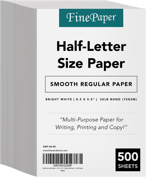 Half Letter Size Paper Great for Business Documents, Letters, Arts, Prints and