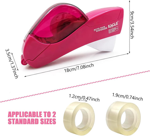 Automatic Tape Dispenser for Wrapping Gifts, Handheld Packaging Tape Gun with Cutter - Pink