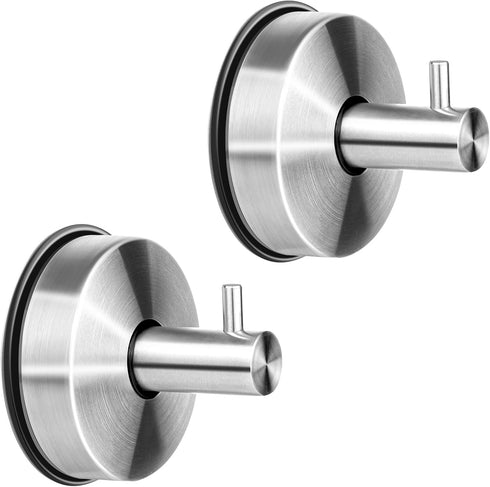 Suction Hooks, 2 Pack Vacuum Suction Cup Hooks, Removable and Reusable Heavy Duty Hooks for Bathroom Kitchen