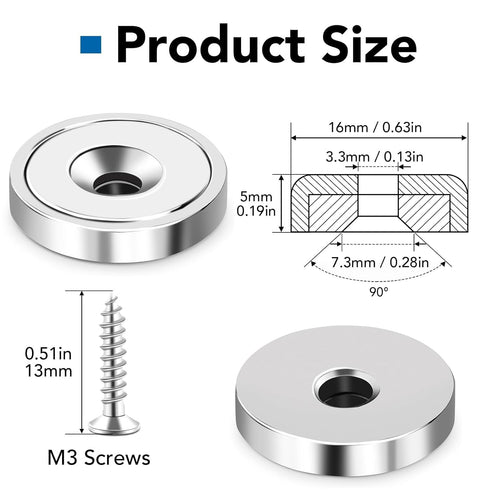 LOVIMAG 20lbs Rare Earth Magnets, 60Pcs Neodymium Cup Magnets, Waterproof Pot Magnet for Science, Craft, Office